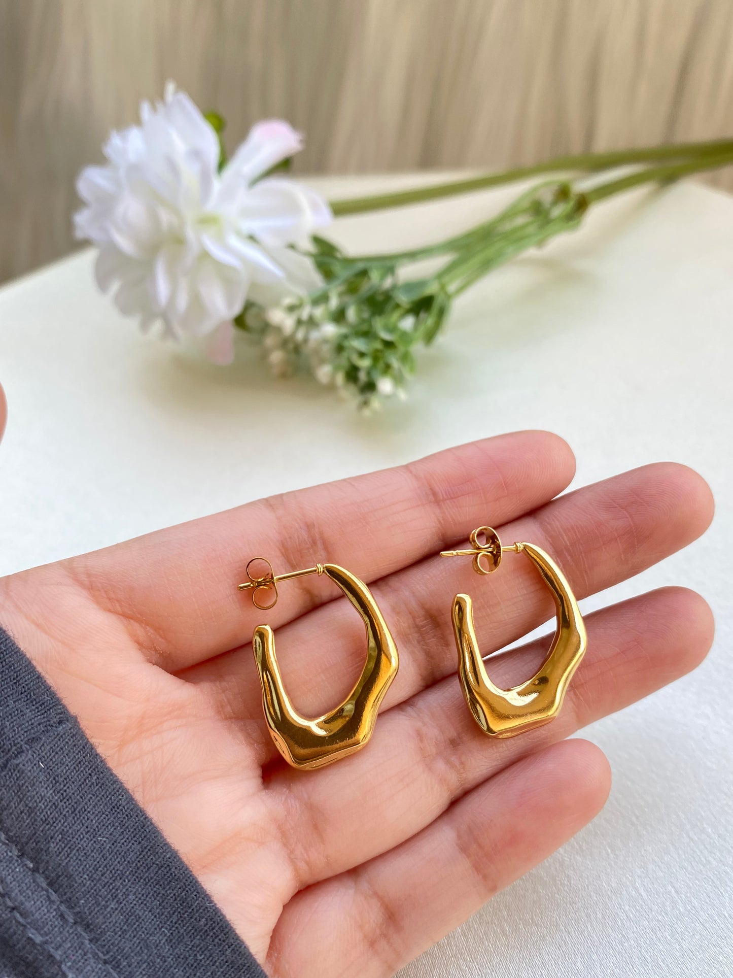 Geomatric Half Hoops Earrings