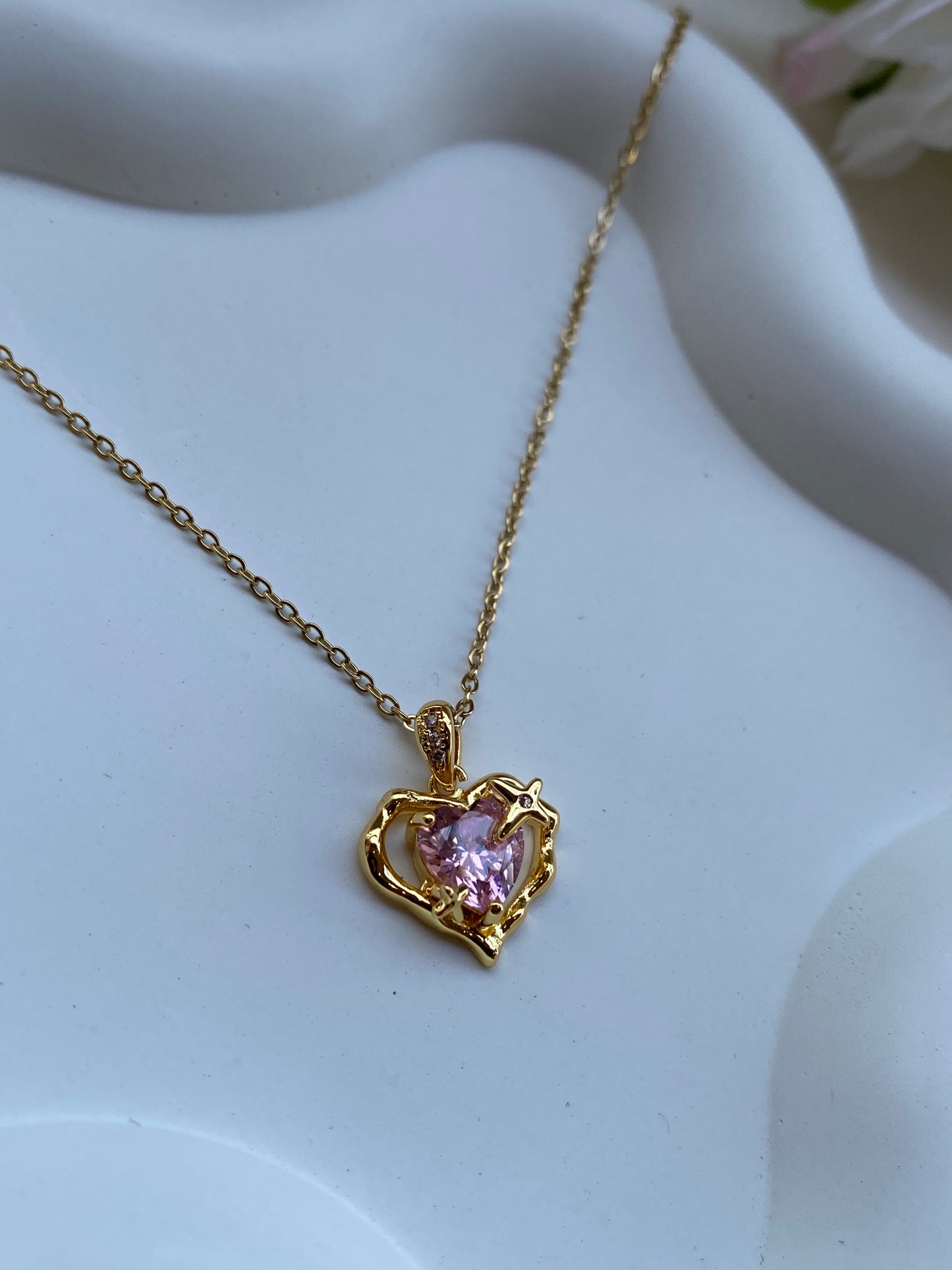 Pink Heart Pendant Necklace