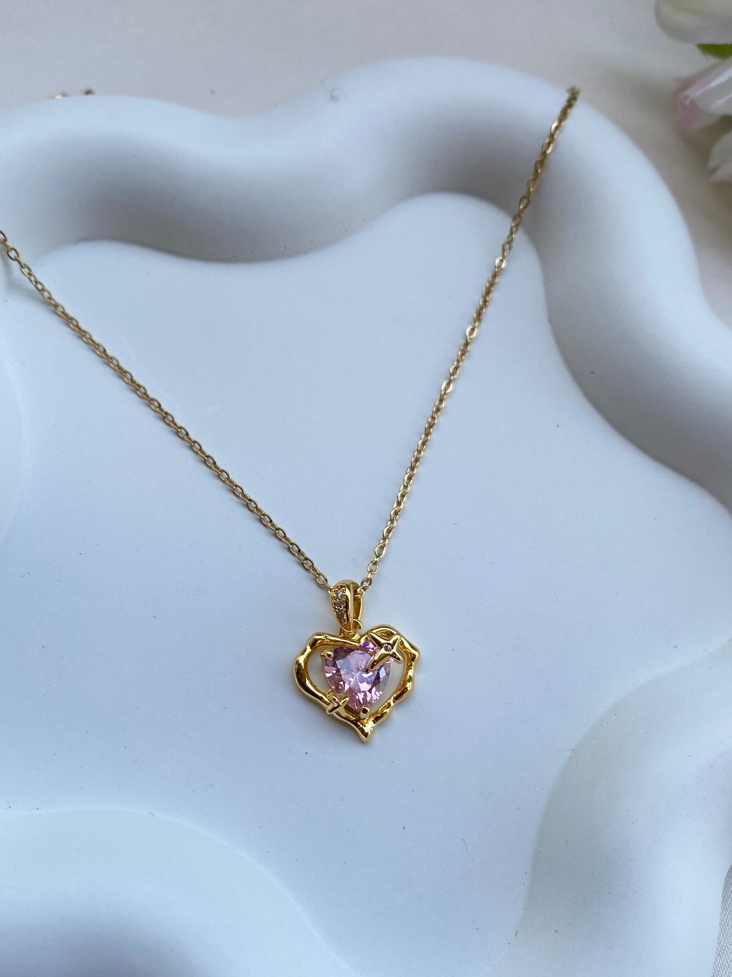 Pink Heart Pendant Necklace