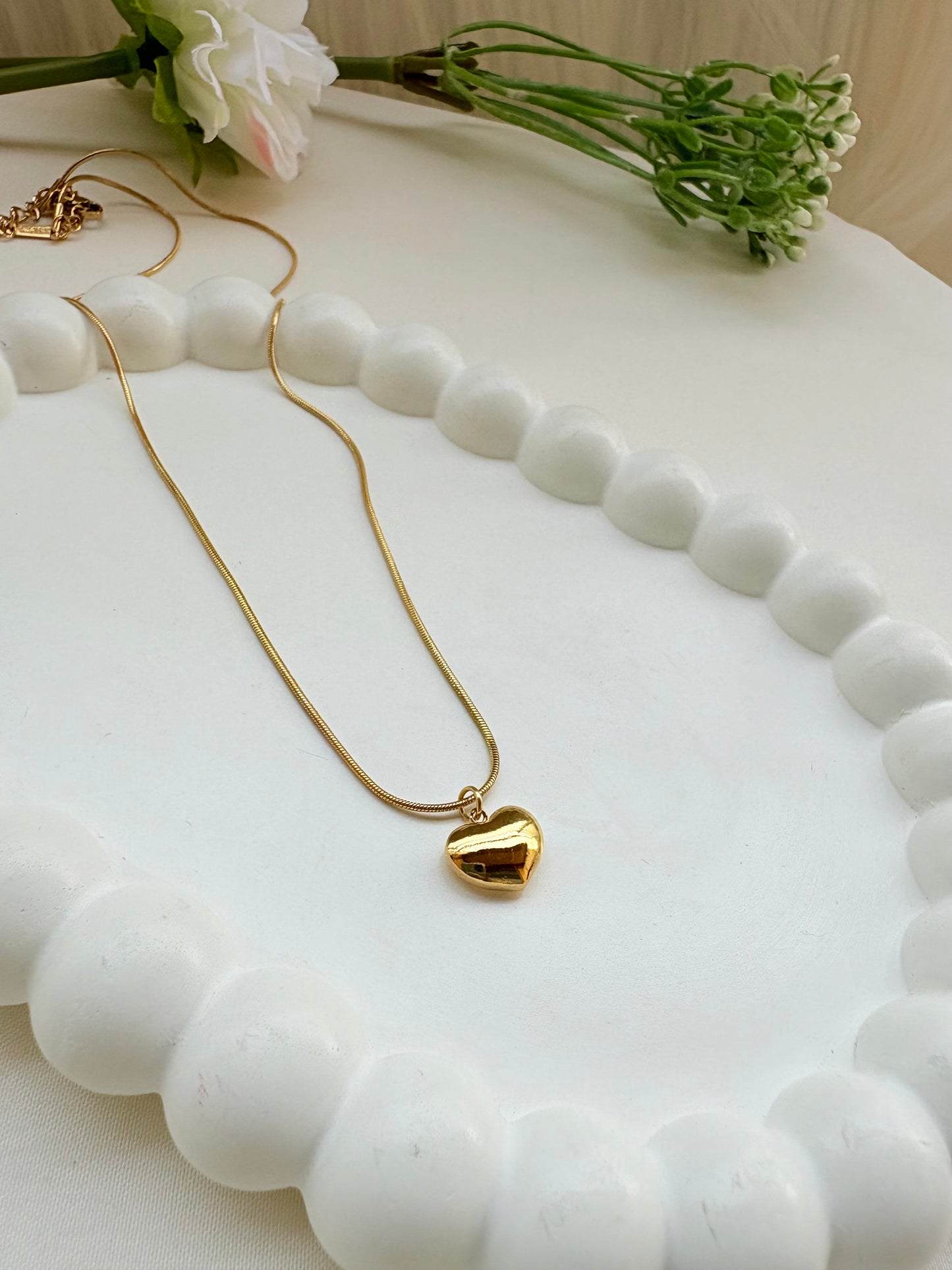 Black Heart Necklace with Gold-Plated Dual Sides