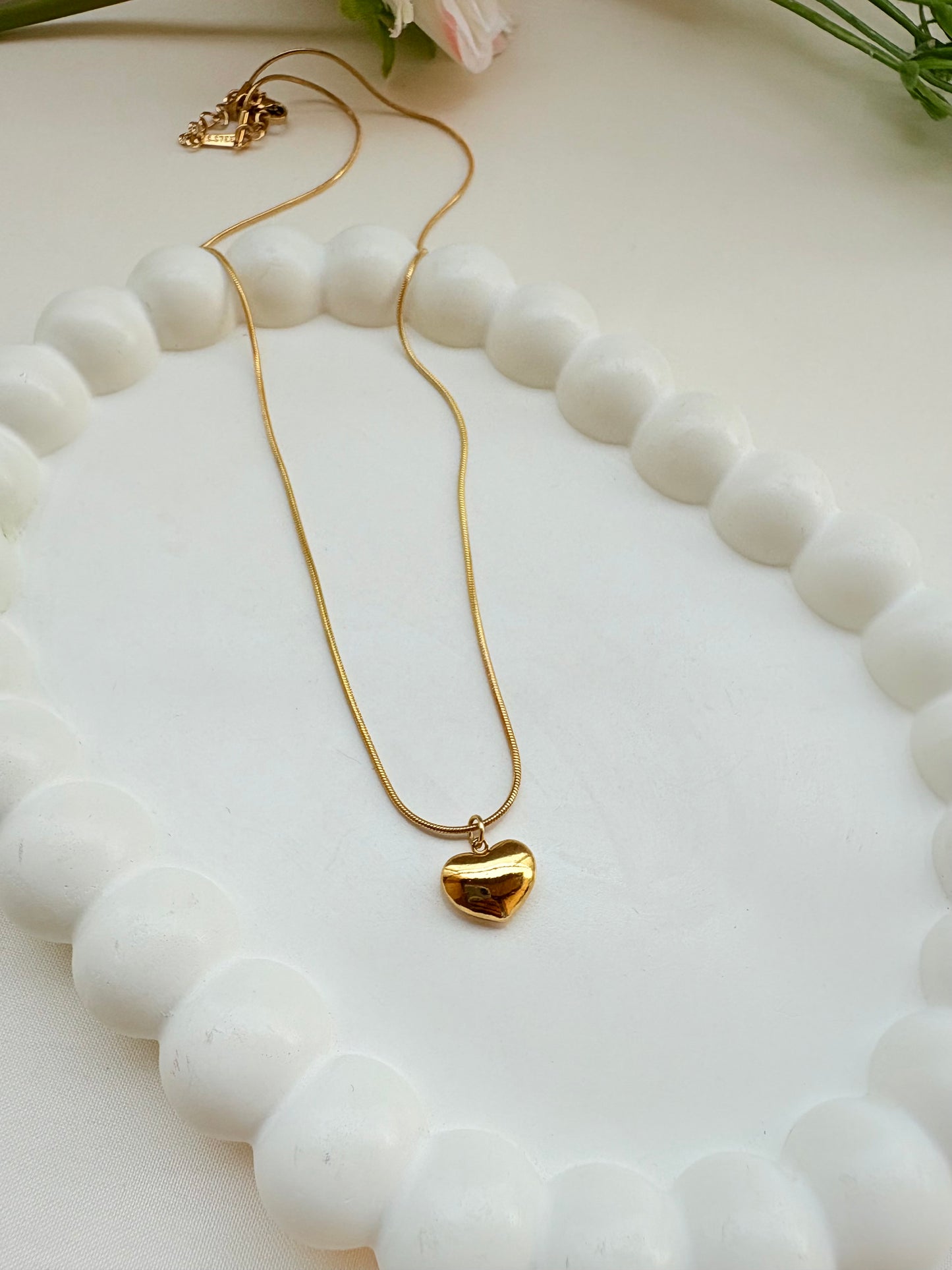 Black Heart Necklace with Gold-Plated Dual Sides