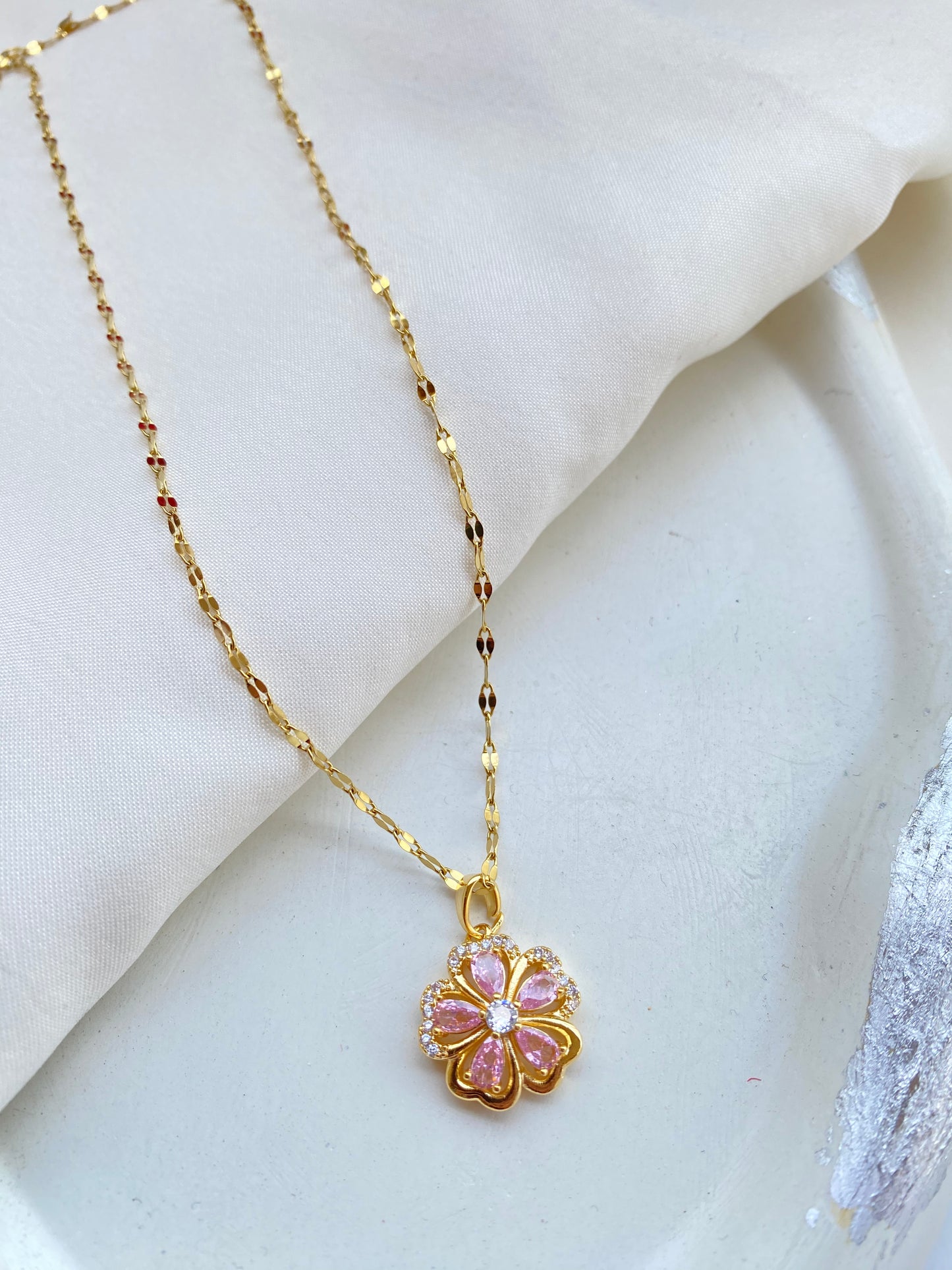 Flower Pink Cherry Blossom Necklace