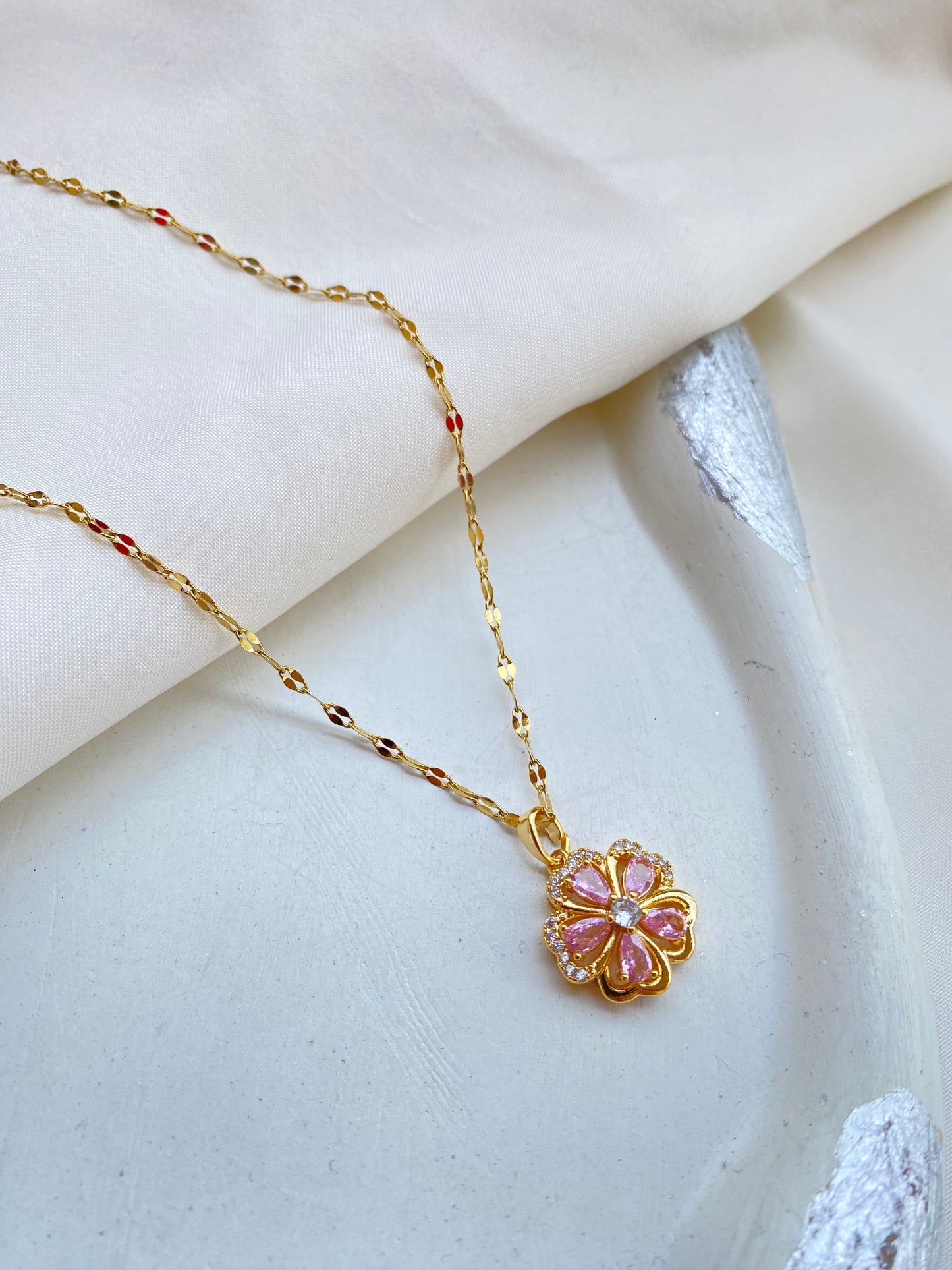 Flower Pink Cherry Blossom Necklace