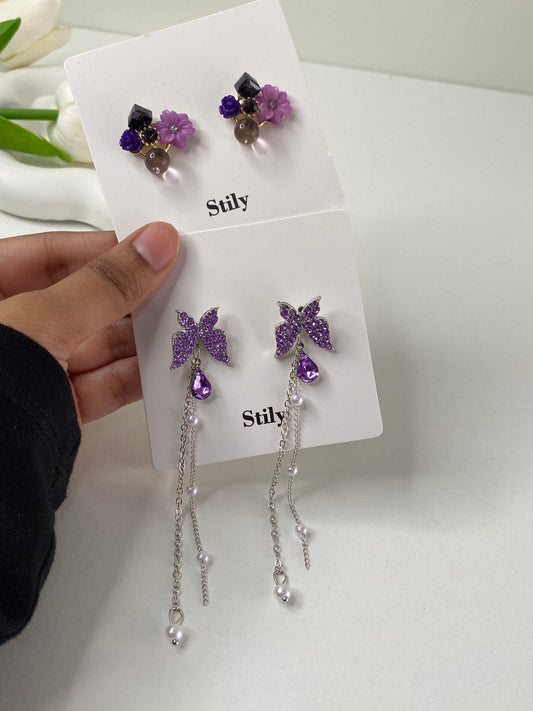 ( Pack of-2 ) Purple Color Korean Earrings