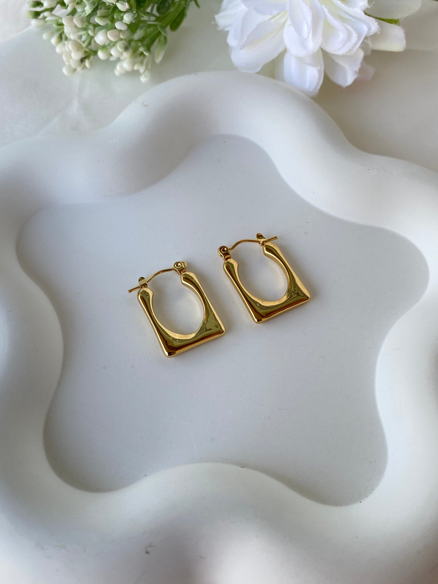 Melody Gold Pleated Anti Tarnish Waterproof Hoops