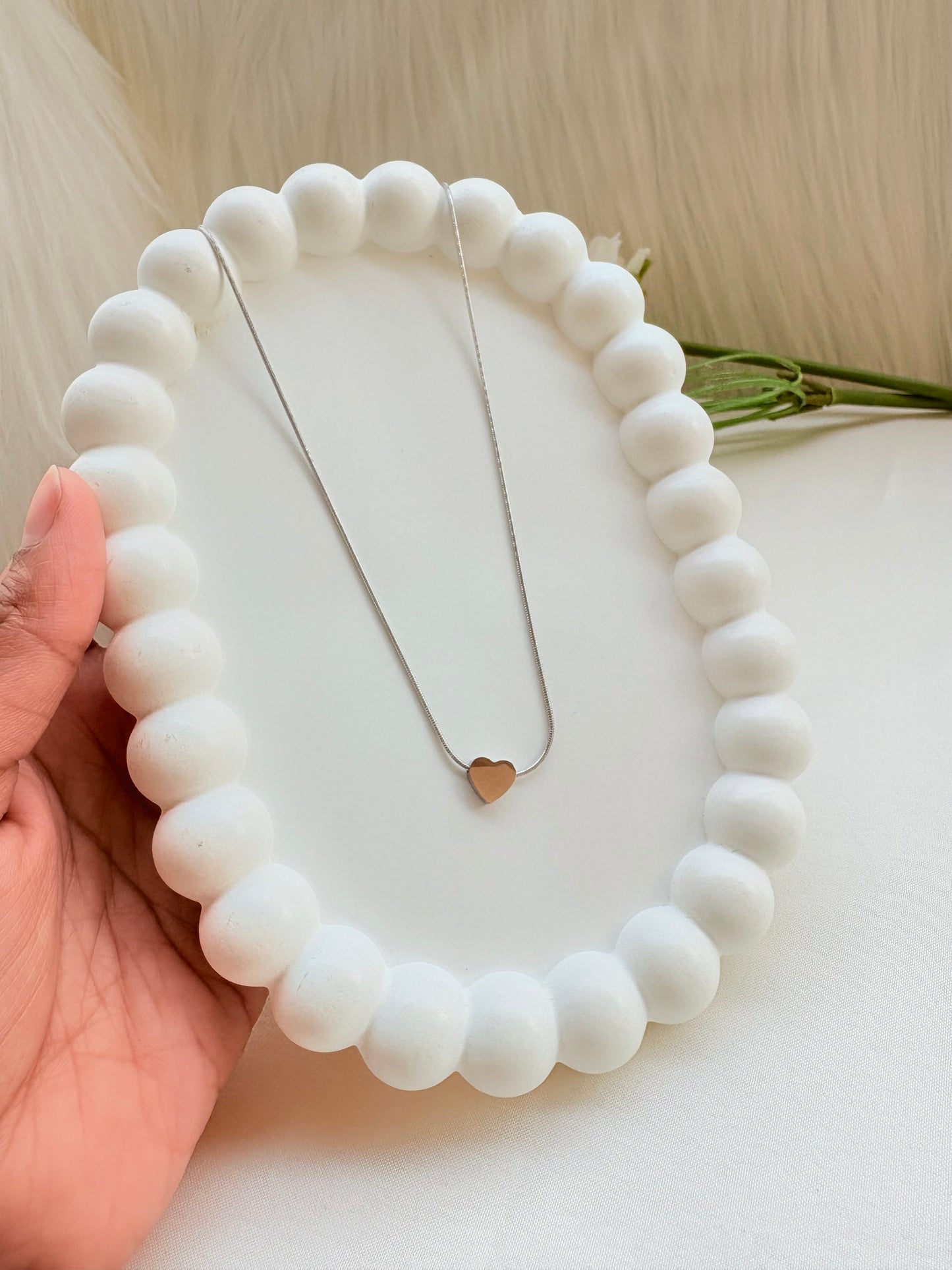 Silver Heart Charm Necklace