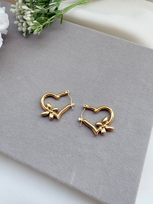 Heart And Butterfly Shaped Hoop Earrings - Anti-Tarnish