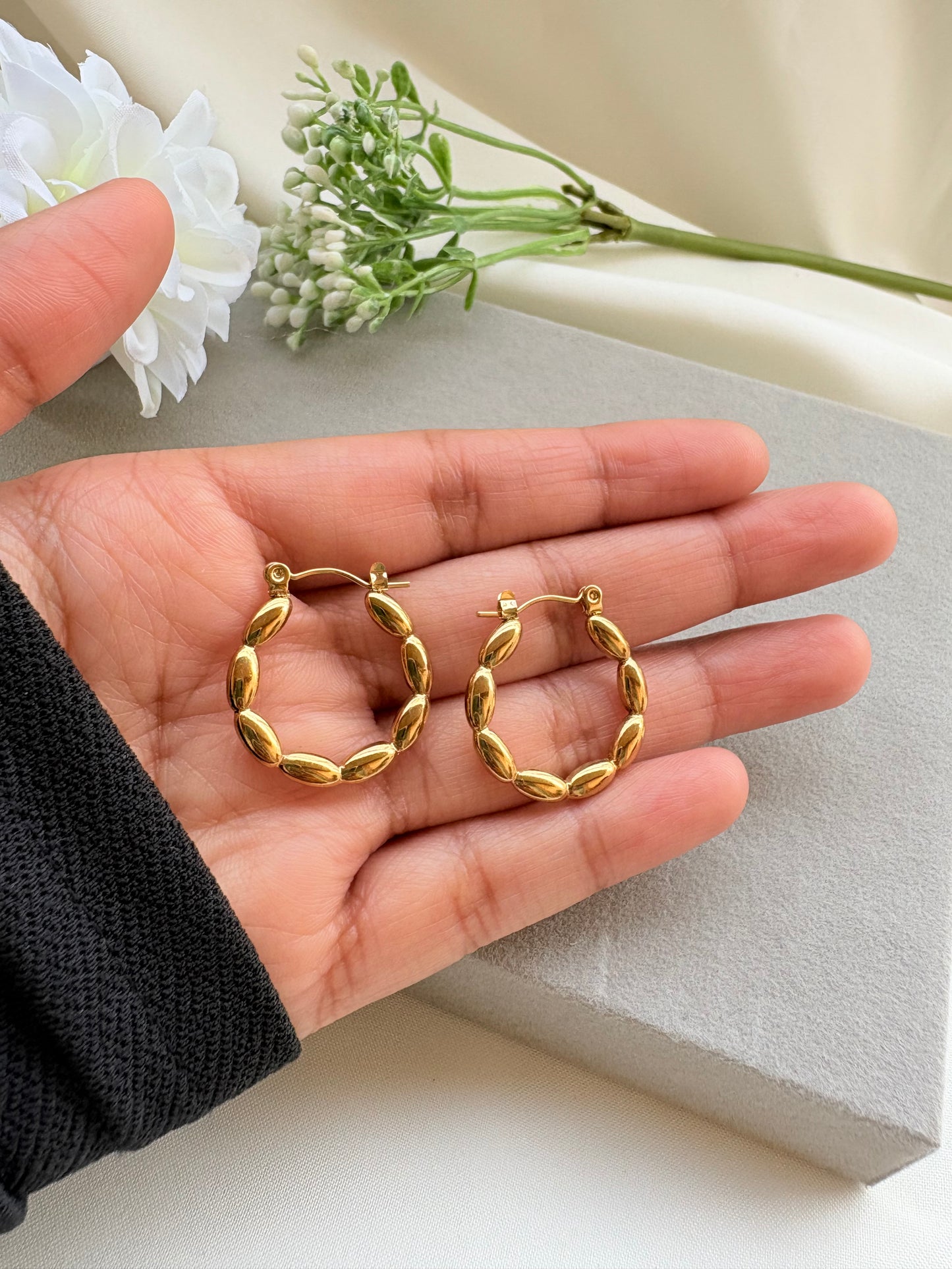 Bubble Shaped Hoop Earrings - Anti-Tarnish