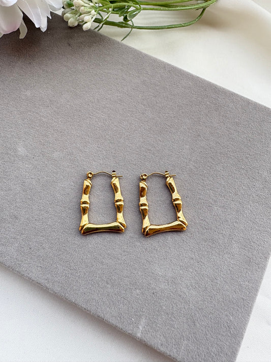 Bamboo Joint Shaped Hoop Earrings - Anti-Tarnish