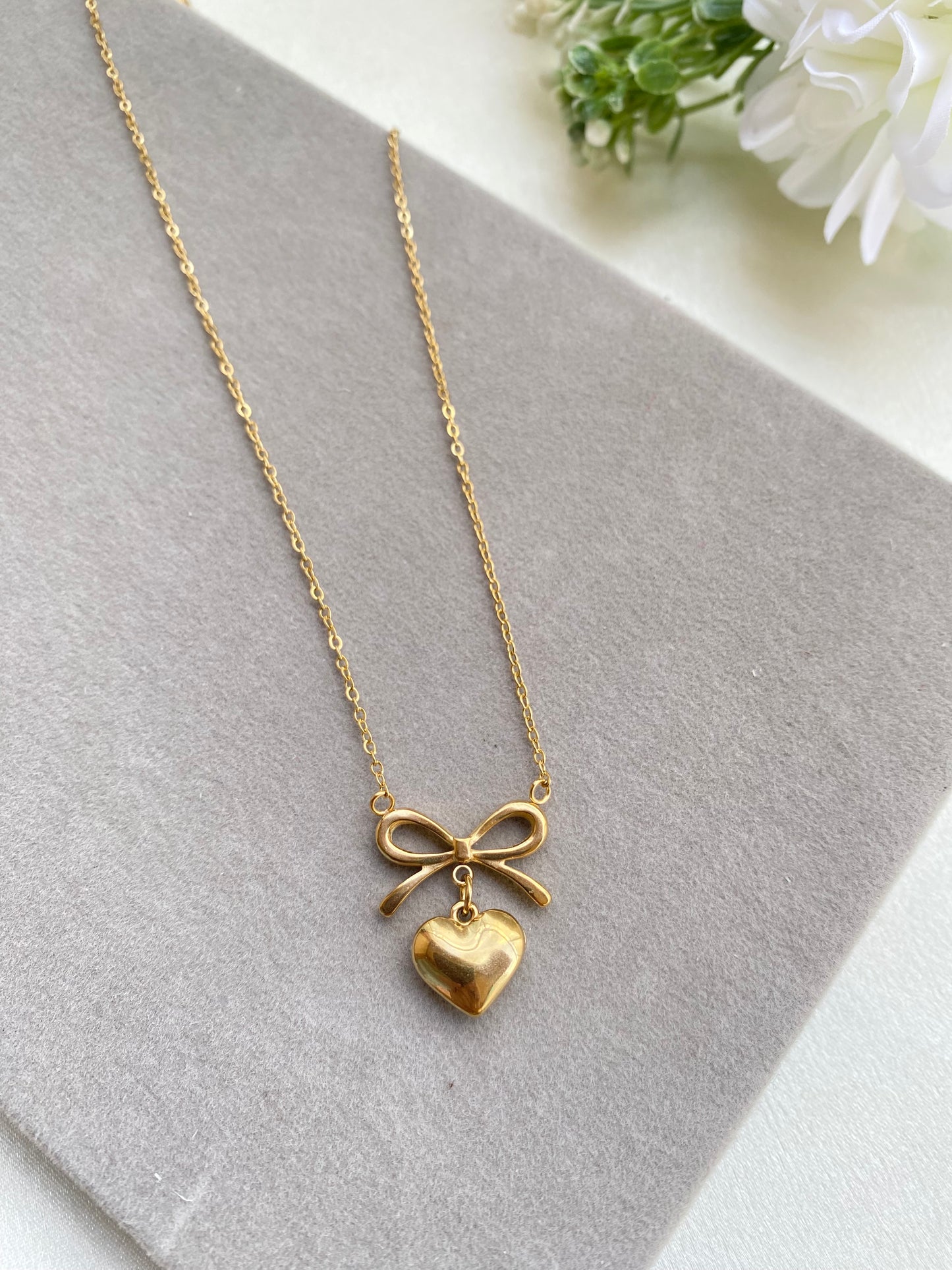 Bow And Heart Necklace