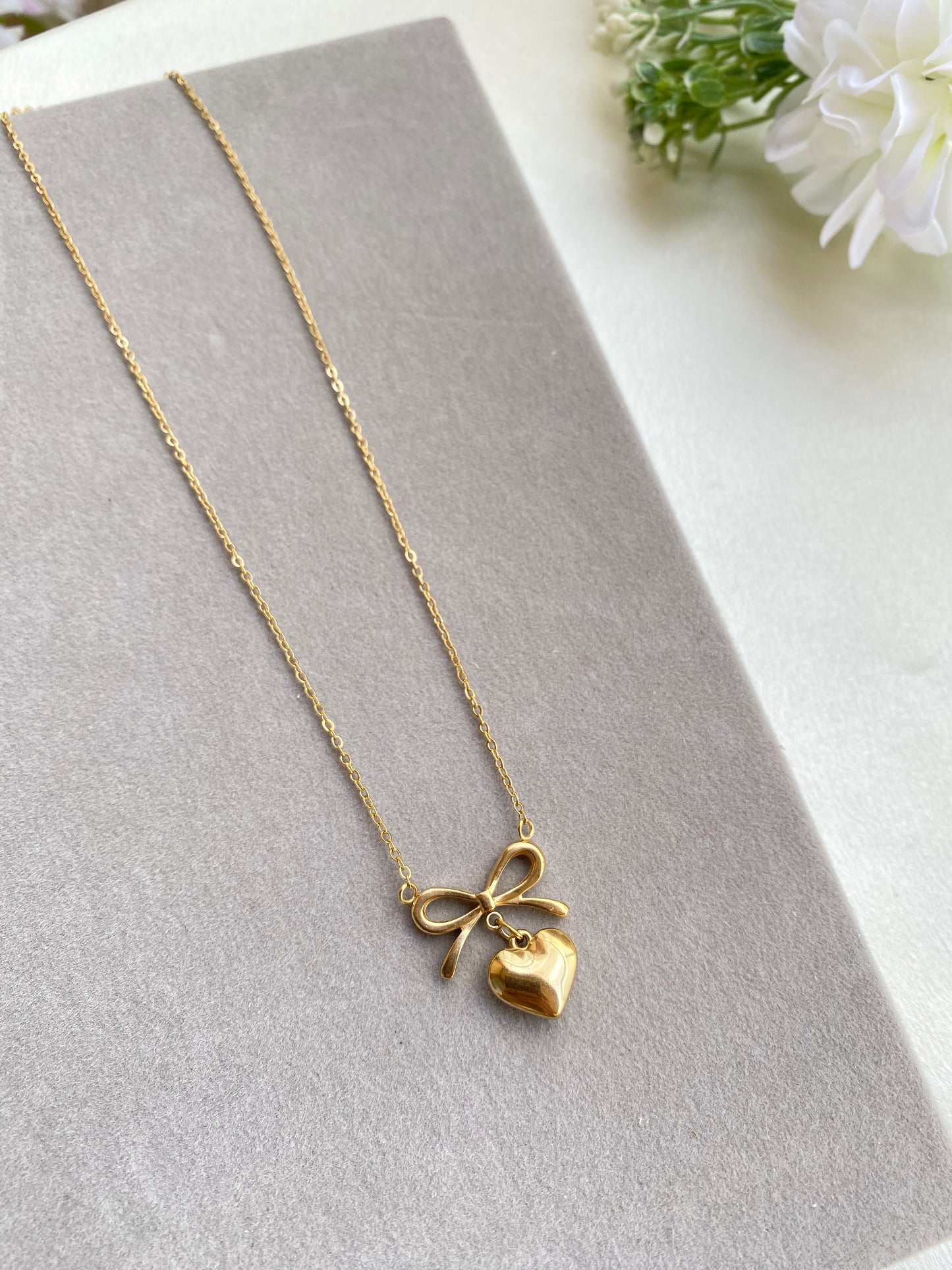 Bow And Heart Necklace