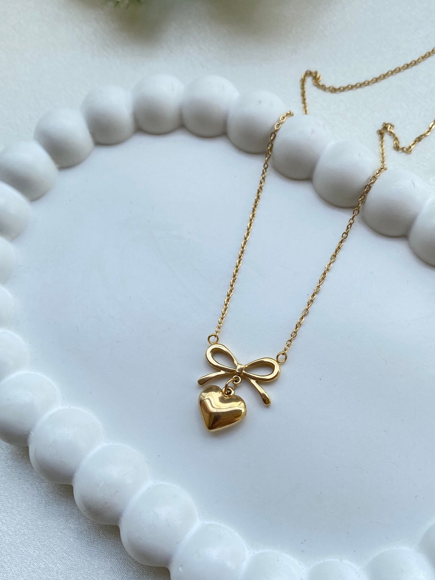 Bow And Heart Necklace