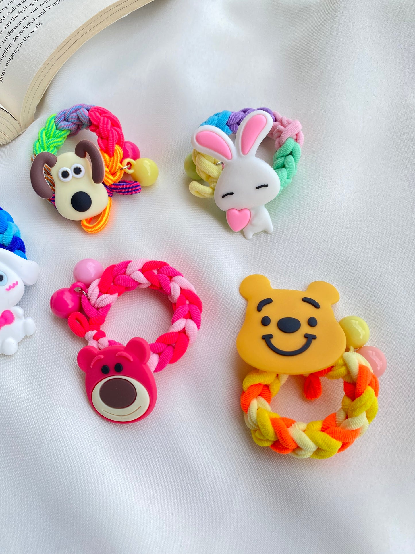 Cute Cartoon Design Braided Rubber Band Hair Ties Holder For Kids