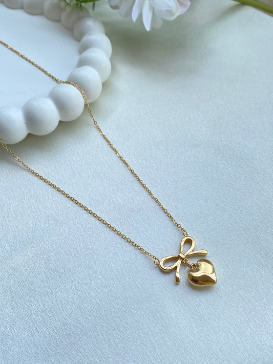 Bow And Heart Necklace