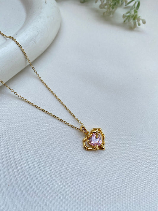 Pink Heart Pendant Necklace