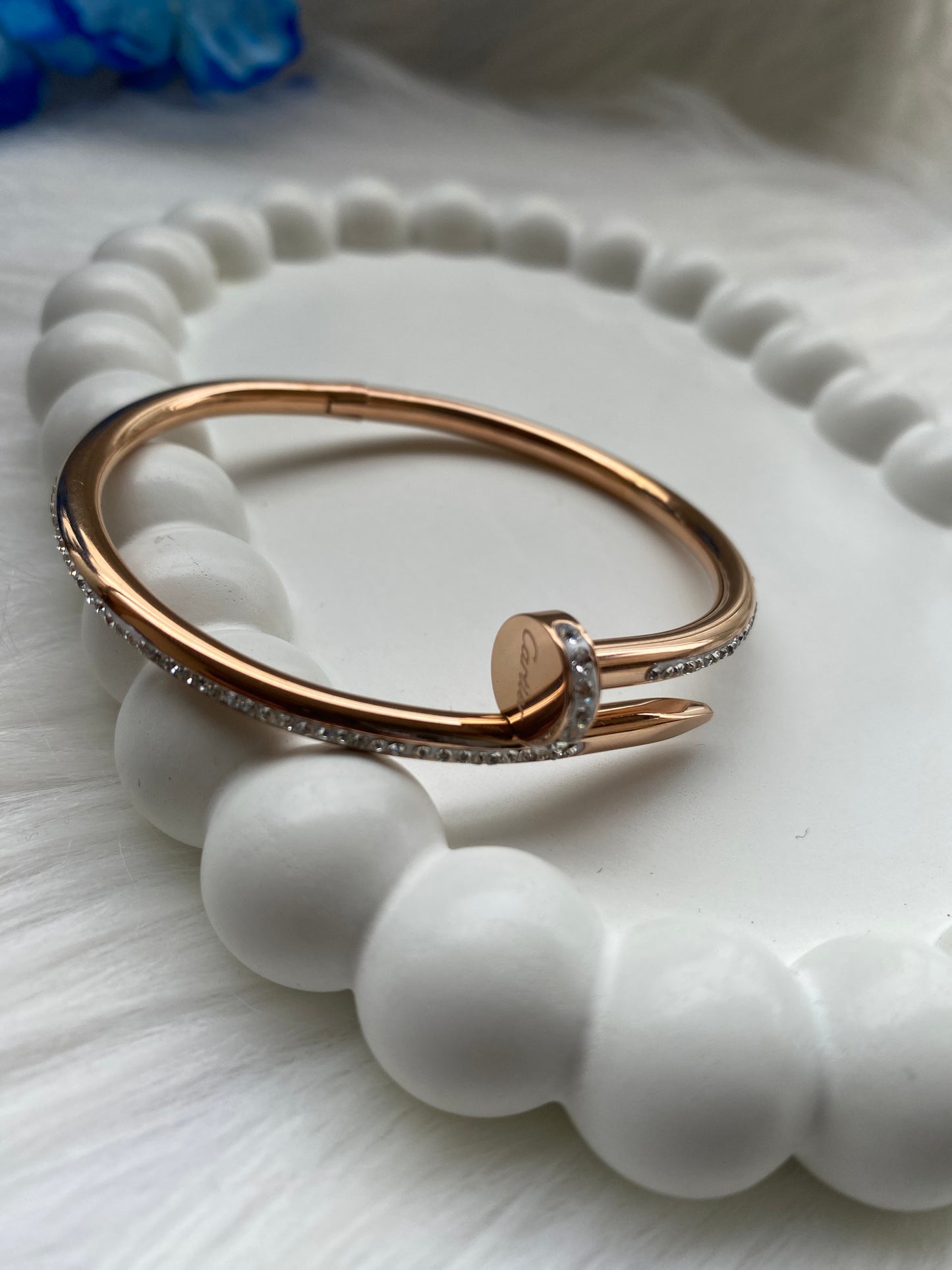 Rose Gold-Plated Stone-Studded Bracelet