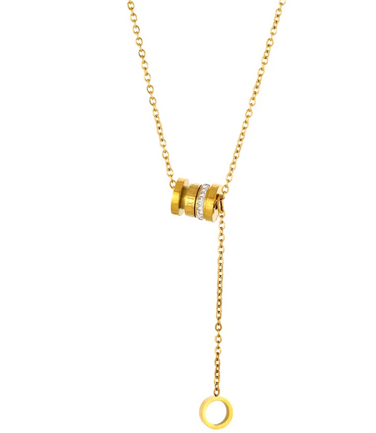 Gold Plated Stainless Steel Diamond Pendant Necklace