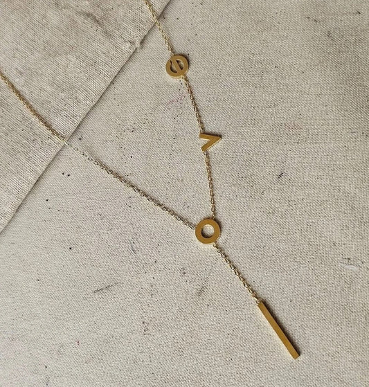 Golden Stainless Steel LOVE Pendant Necklace