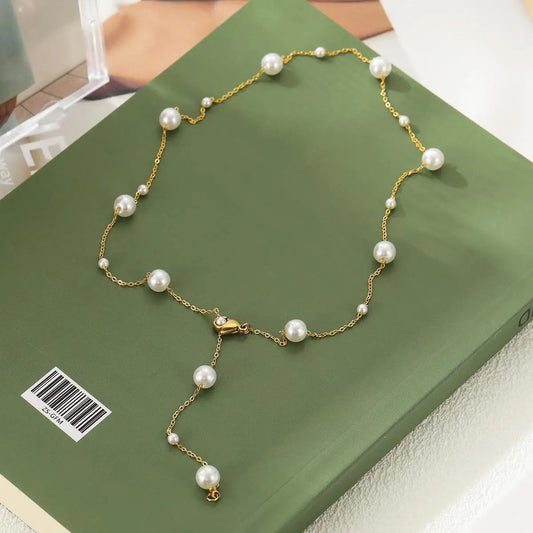 Elegant Pearl Drop Chain Necklace