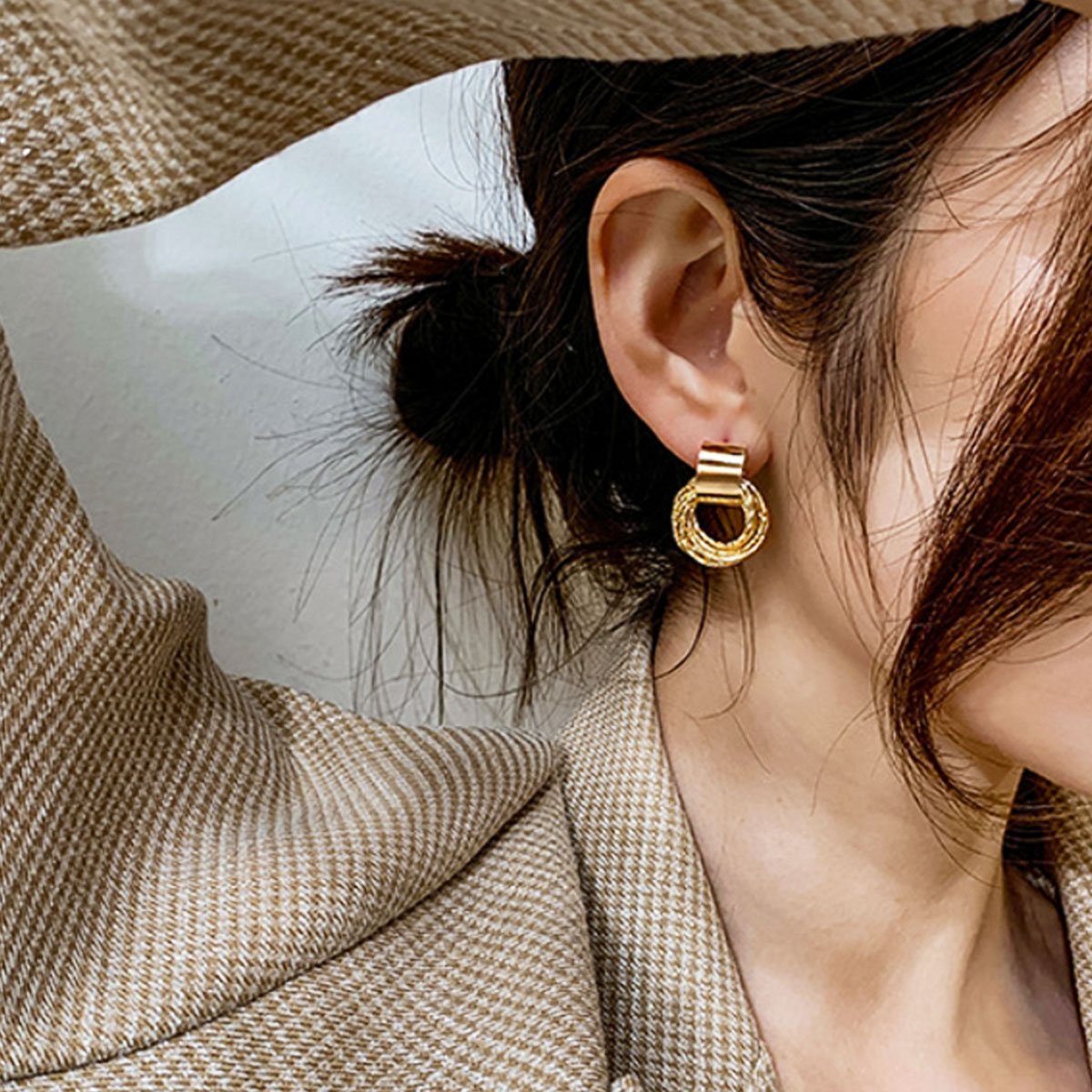 Elegant Gold Hoop Layered Stud Earrings