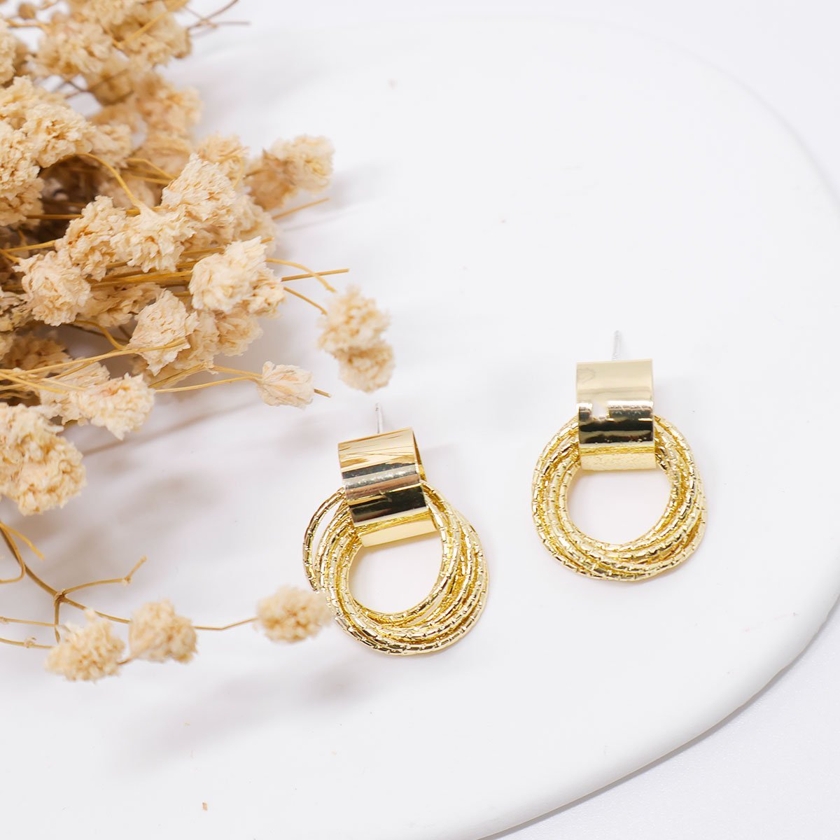 Elegant Gold Hoop Layered Stud Earrings