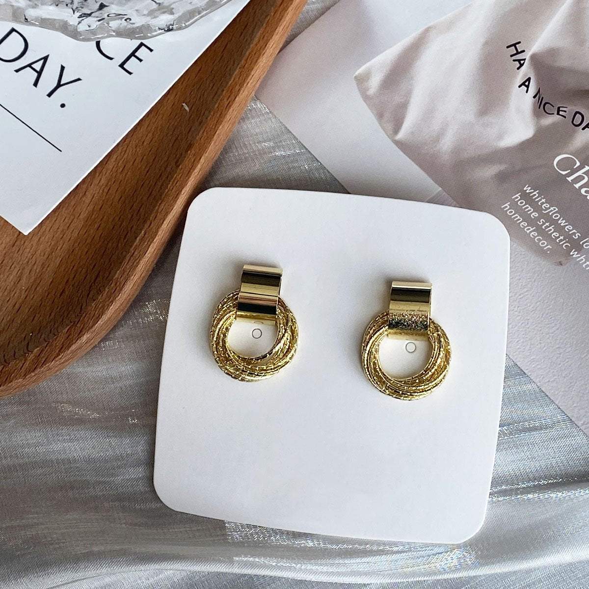 Elegant Gold Hoop Layered Stud Earrings