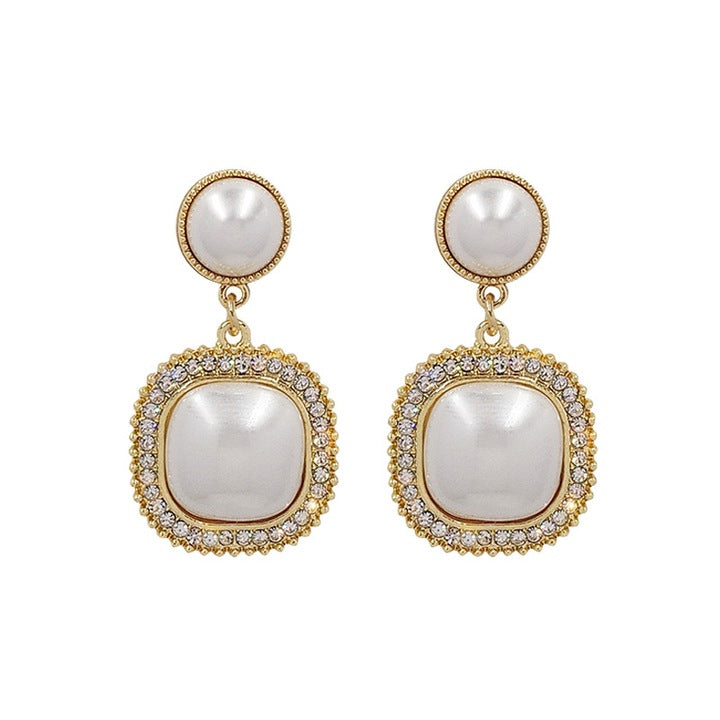 Pearl Squar Drop Earrings