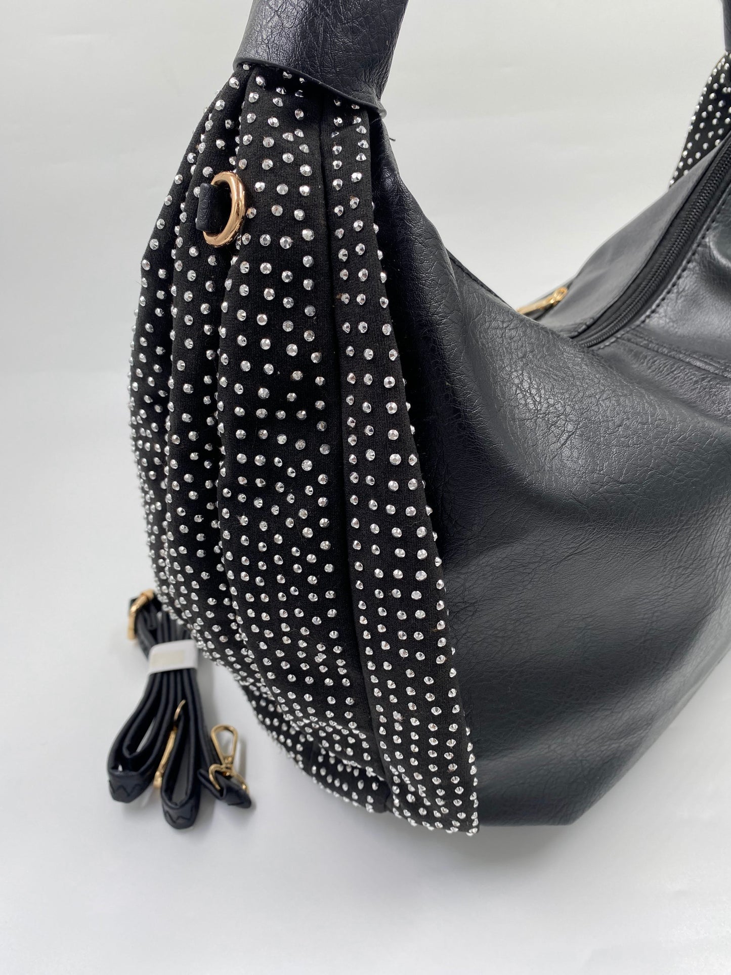 Black Solid Hobo Bag