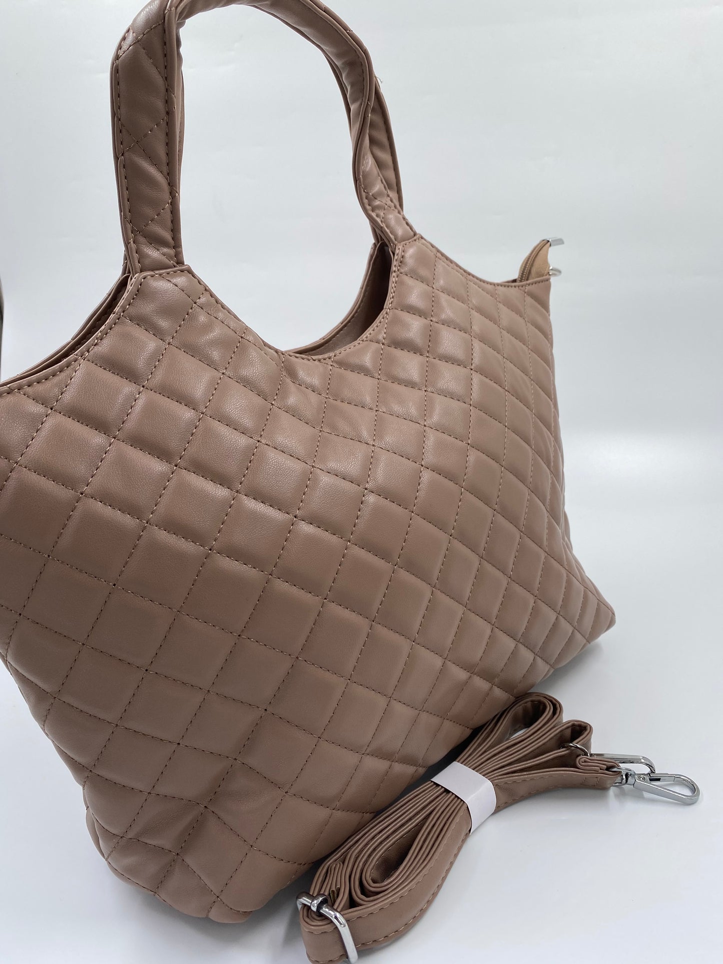 Quilted Detail Tote Bag With A detachable Strap